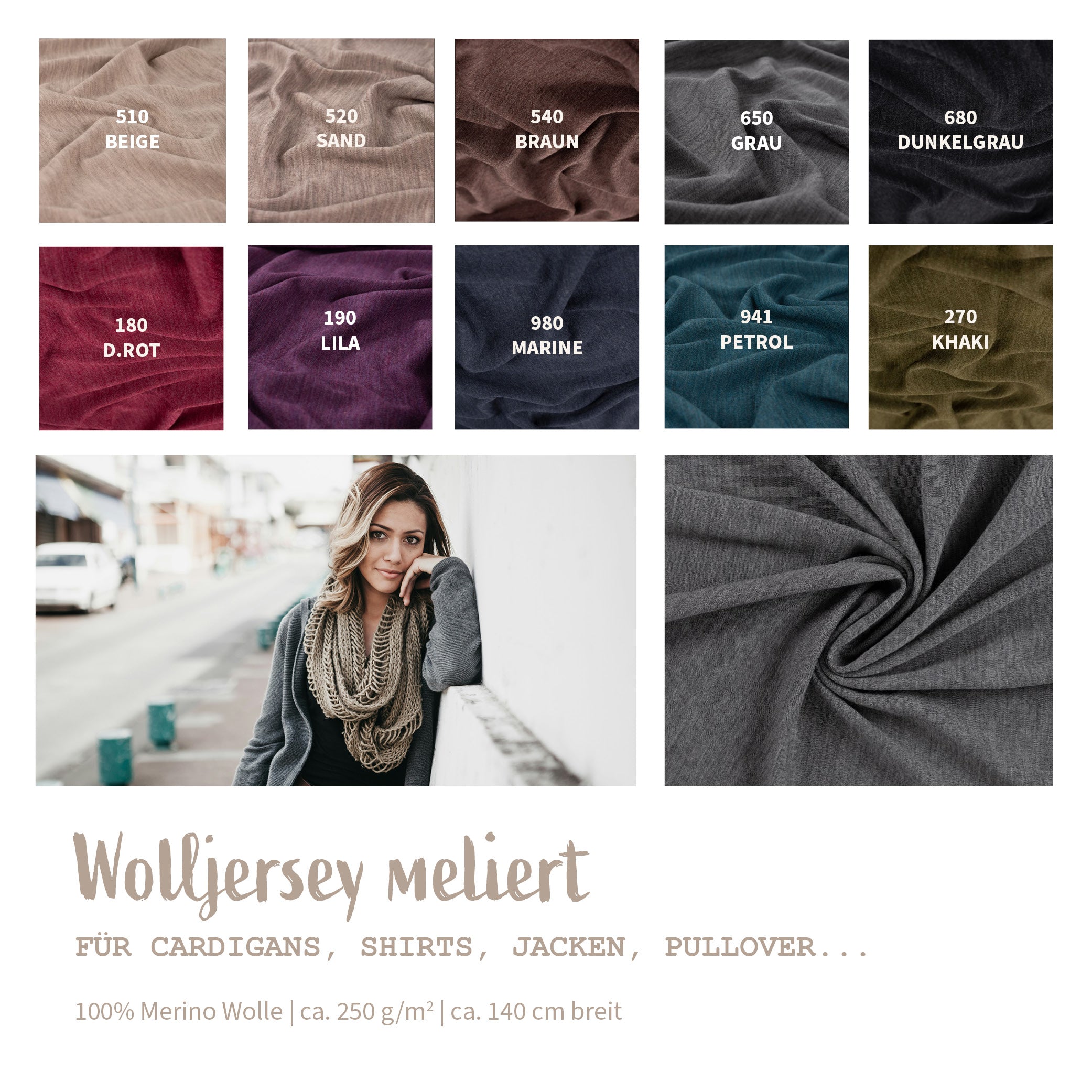 Wolljersey meliert *Ab 50cm