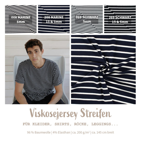 Viskosejersey gestreift * Ab 50 cm