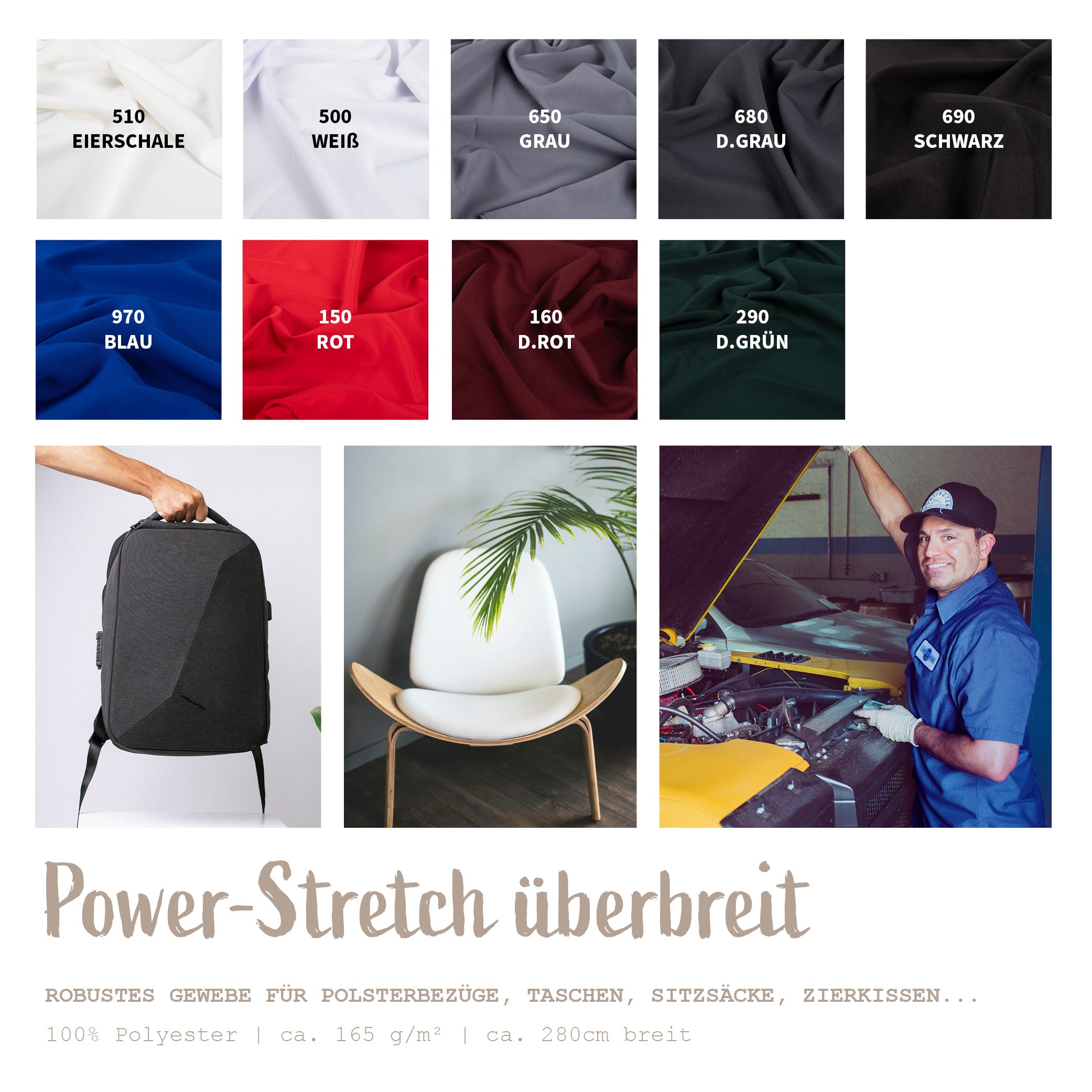 Power-Stretch überbreit flammenhemmend *Ab 50 cm