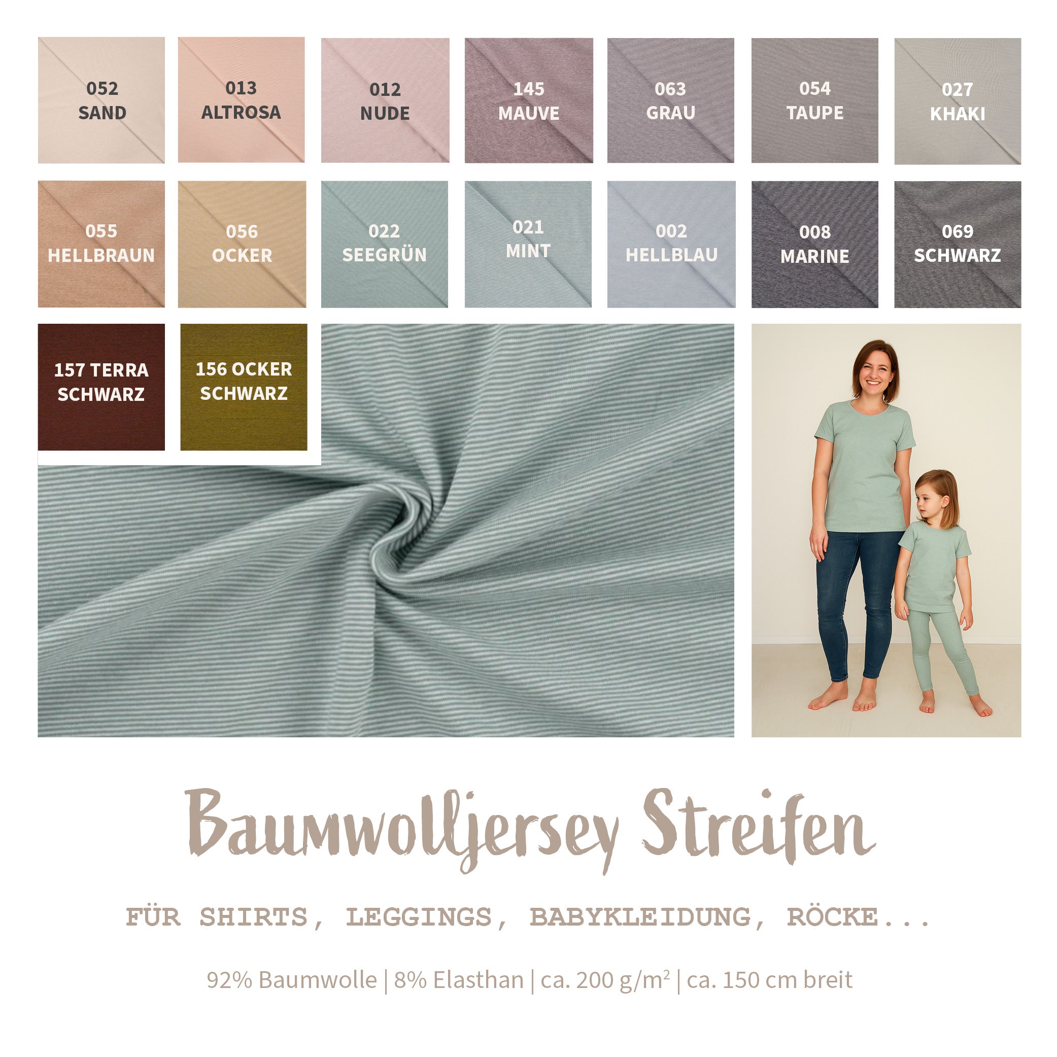 Baumwolljersey Streifen *Ab 50cm