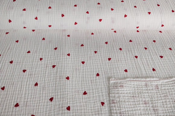 Musselin rote Herzen *Ab 50 cm