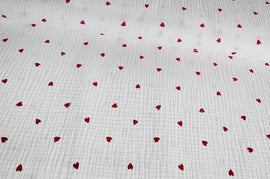 Musselin rote Herzen *Ab 50 cm