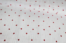 Musselin rote Herzen *Ab 50 cm