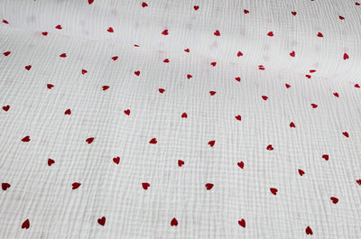 Musselin rote Herzen *Ab 50 cm