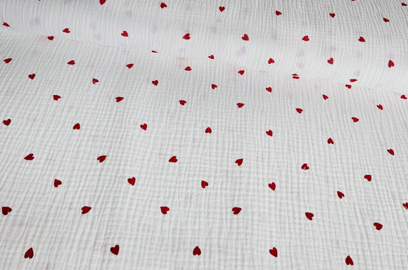 Musselin rote Herzen *Ab 50 cm