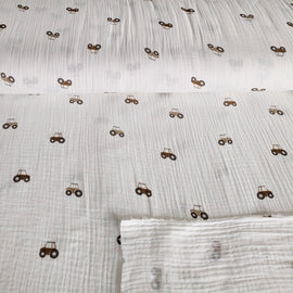 Musselin Traktoren ecrue *Ab 50 cm