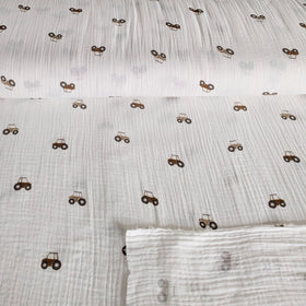 Musselin Traktoren ecrue *Ab 50 cm