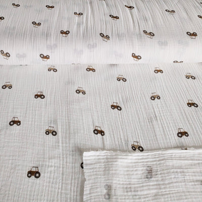 Musselin Traktoren ecrue *Ab 50 cm