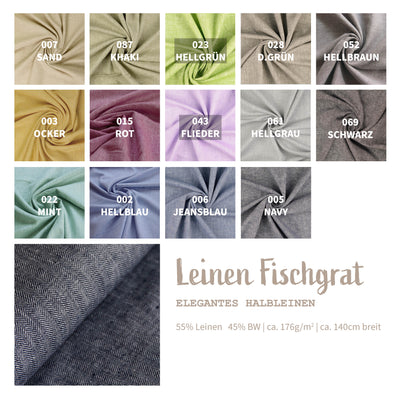 Halbleinen gemustert Fischgrat * Ab 50 cm