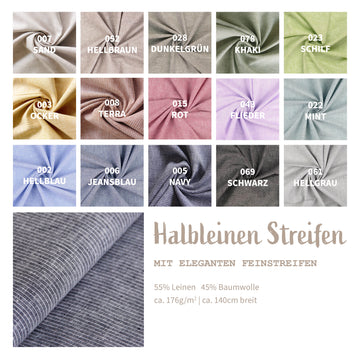 Halbleinen gemustert Feinstreifen * Ab 50 cm