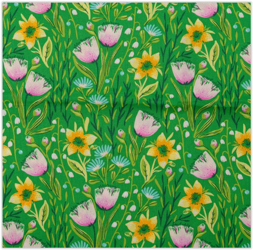 Buy 001-easter-flowers-green Cotton print Easter *From 25 cm