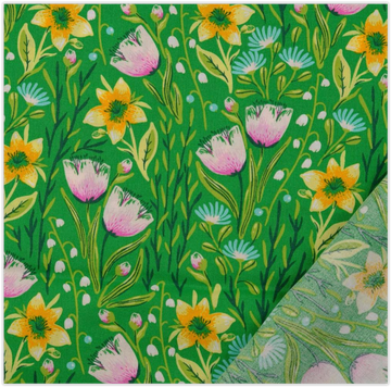 Baumwolldruck Osterblumen grün *Ab 25 cm - 0
