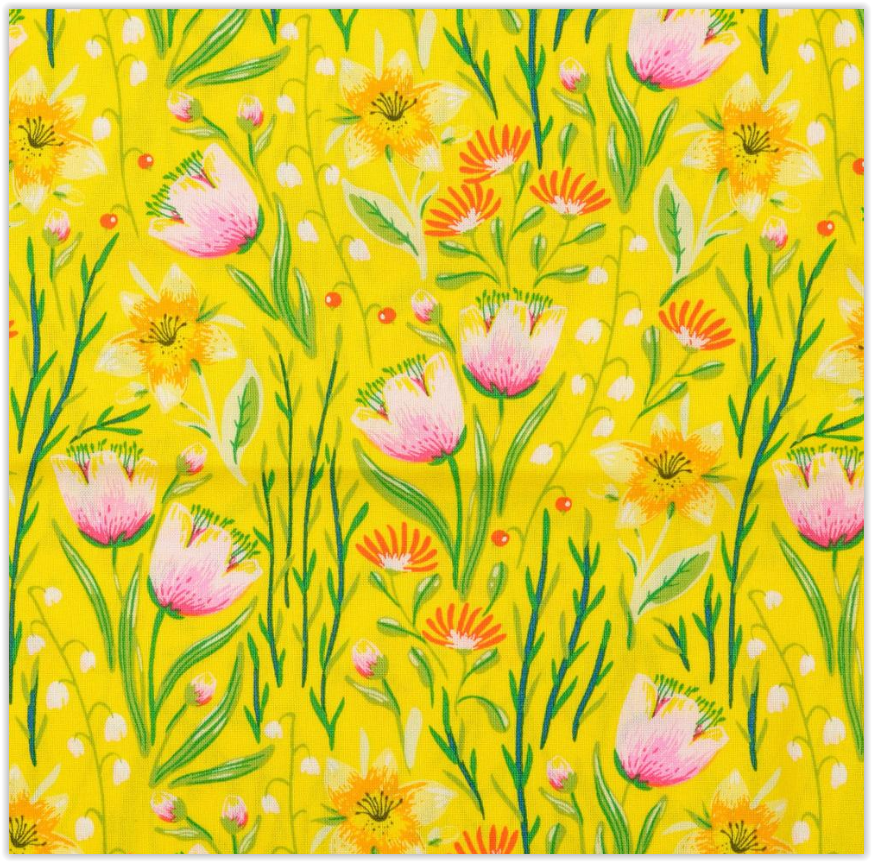 Buy 002-easter-flowers-yellow Cotton print Easter *From 25 cm