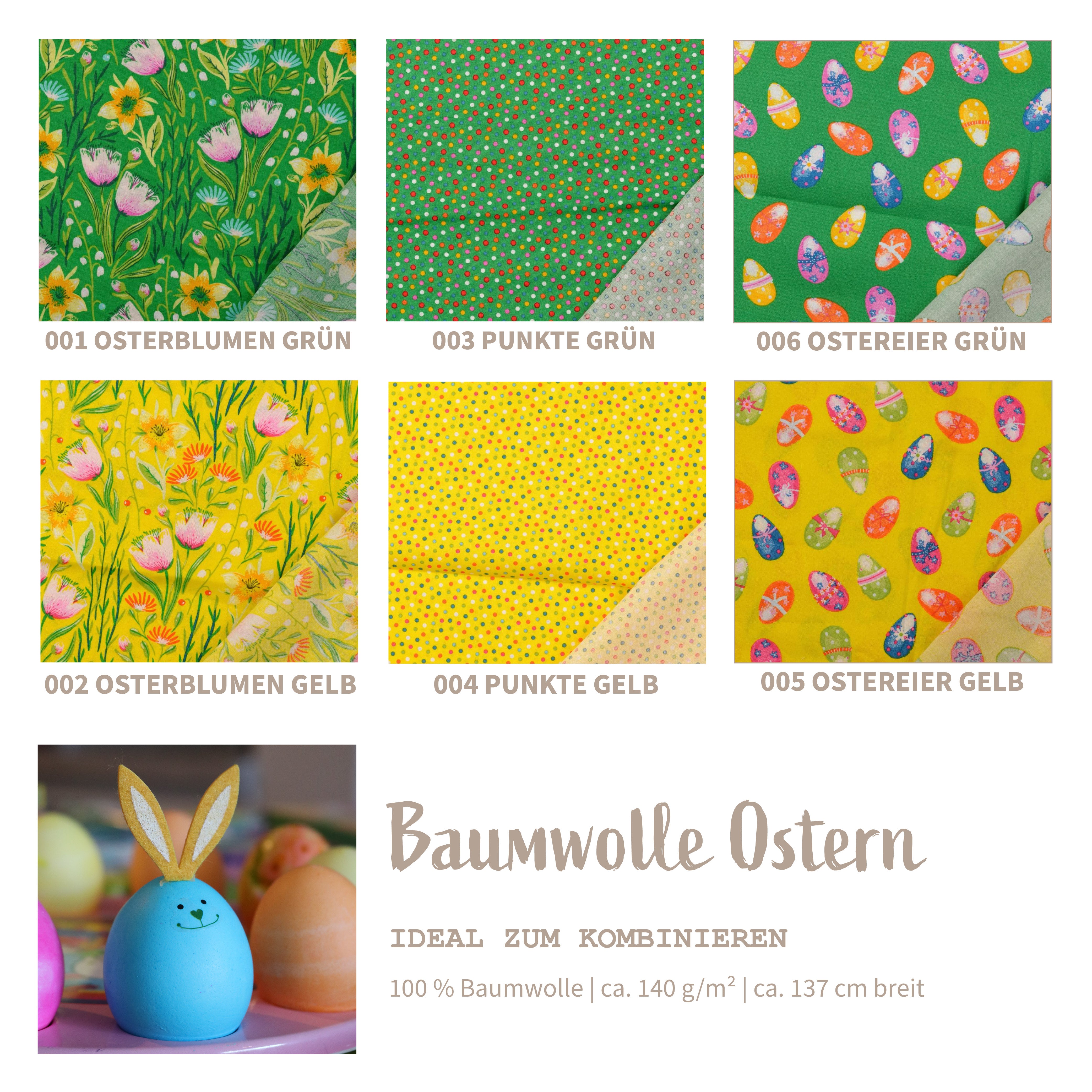 Baumwolldruck Ostern *Ab 25 cm