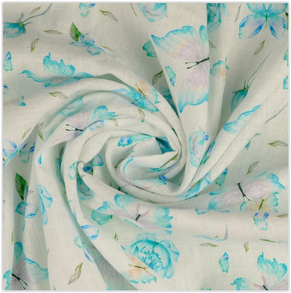 Halbleinen Schmetterling türkis *Ab 50cm