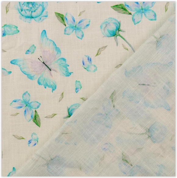 Halbleinen Schmetterling türkis *Ab 50cm