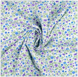 Viskose Blumen blau-lila *Ab 50 cm