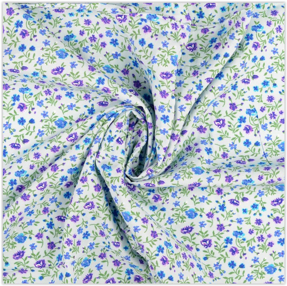 Viskose Blumen blau-lila *Ab 50 cm