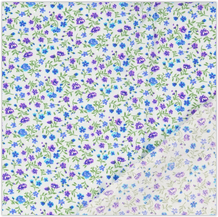 Viskose Blumen blau-lila *Ab 50 cm - 0