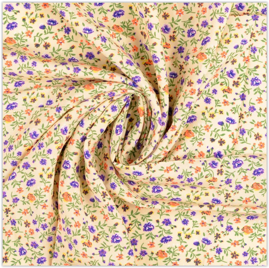 Viskose Blumen lila-orange *Ab 50 cm