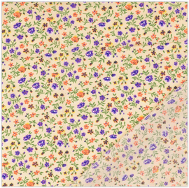 Viskose Blumen lila-orange *Ab 50 cm - 0