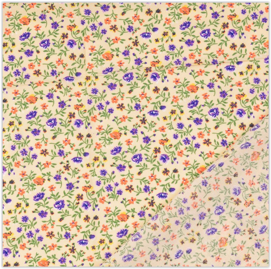 Viskose Blumen lila-orange *Ab 50 cm - 0