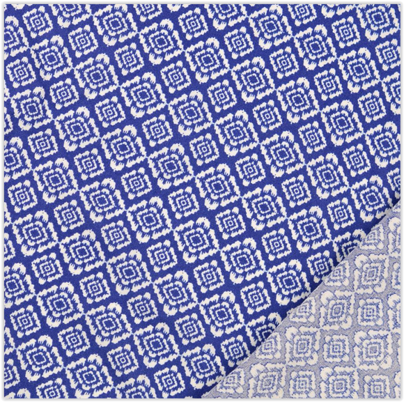 Viskose-Leinen Ethno blau *Ab 50cm