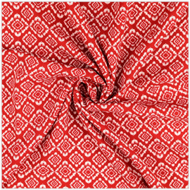 Viskose-Leinen Ethno rot *Ab 50cm