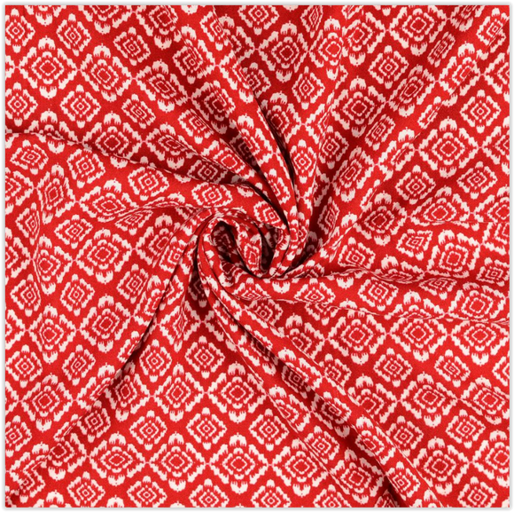 Viskose-Leinen Ethno rot *Ab 50cm