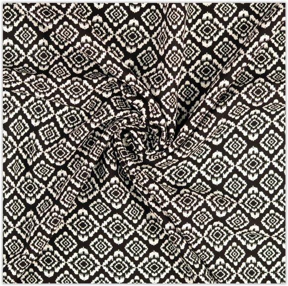 Viskose-Leinen Ethno schwarz *Ab 50cm