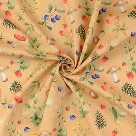 Baumwolle digital bedruckt & merzerisiert - Wald beige *Ab 50cm