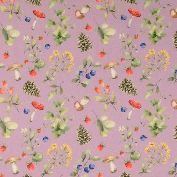 Baumwolle digital bedruckt & merzerisiert - Wald rosa *Ab 50cm