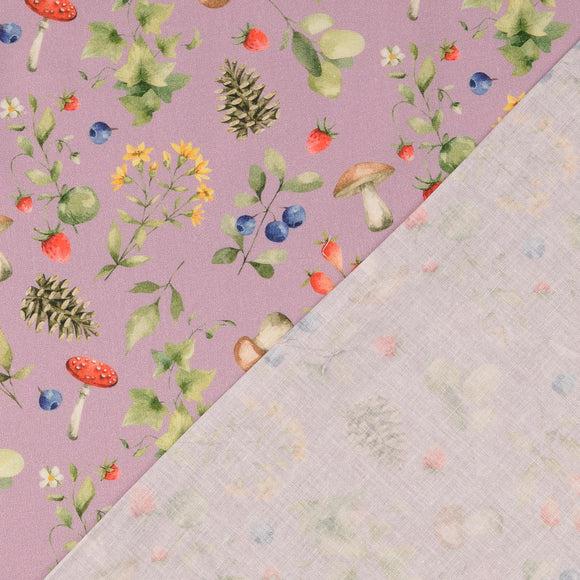 Baumwolle digital bedruckt & merzerisiert - Wald rosa *Ab 50cm