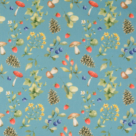 Baumwolle digital bedruckt & merzerisiert - Wald petrol *Ab 50cm