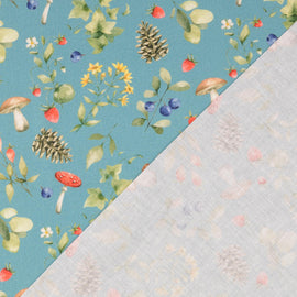 Baumwolle digital bedruckt & merzerisiert - Wald petrol *Ab 50cm - 0