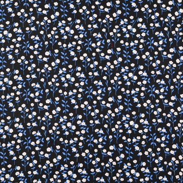 Kaufen 004-blau-schwarz Baumwolle bedruckt Blümchen *Ab 50cm