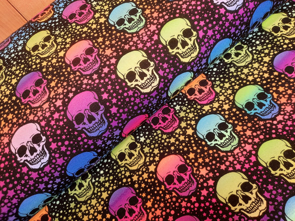 Jersey de coton imprimé numérique têtes de mort * A partir de 50 cm