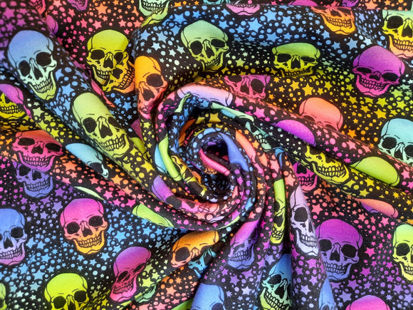 Jersey de coton imprimé numérique têtes de mort * A partir de 50 cm