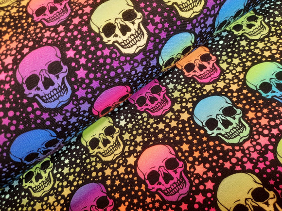 Jersey de coton imprimé numérique têtes de mort * A partir de 50 cm