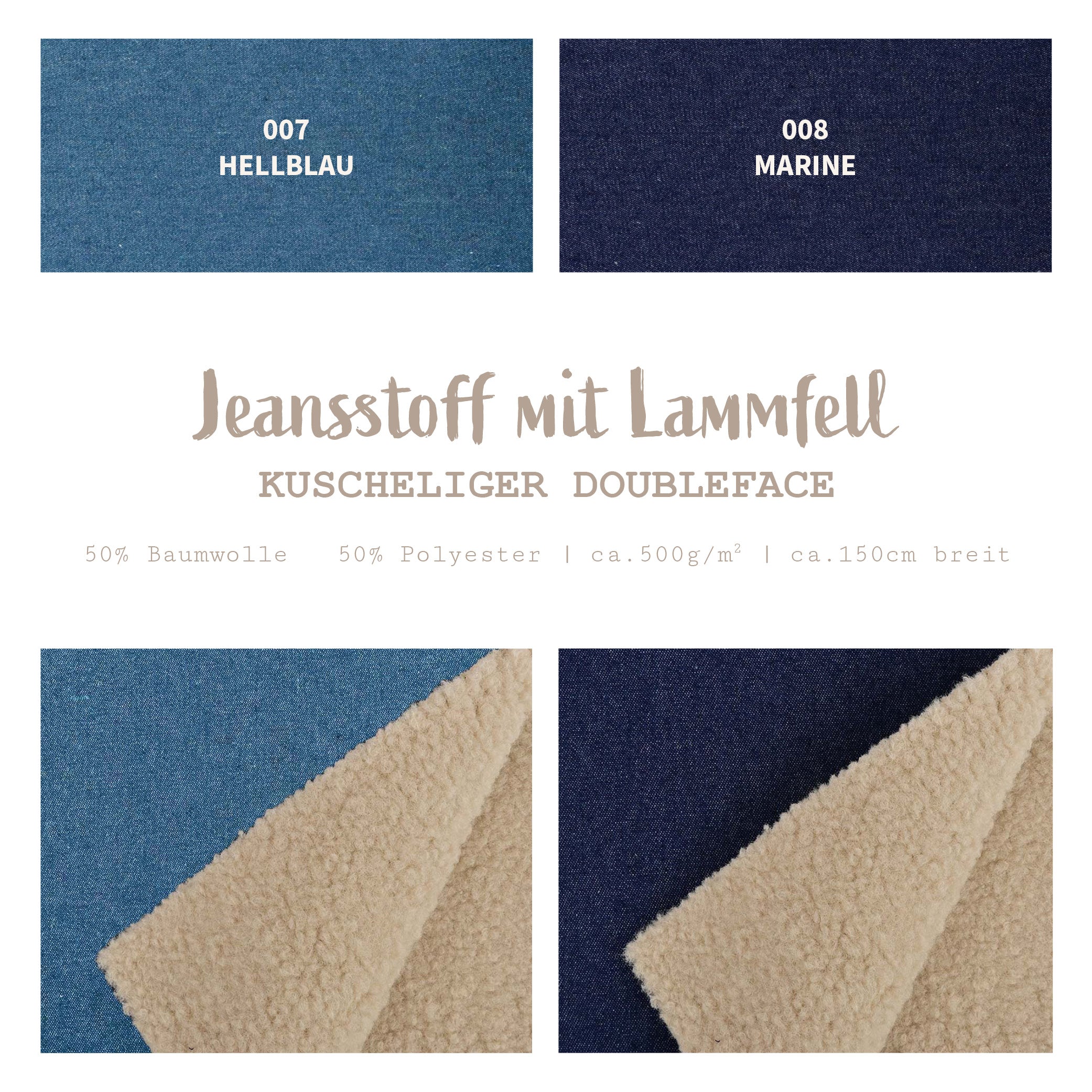 Jeans Doubleface Lammfell *Ab 50 cm