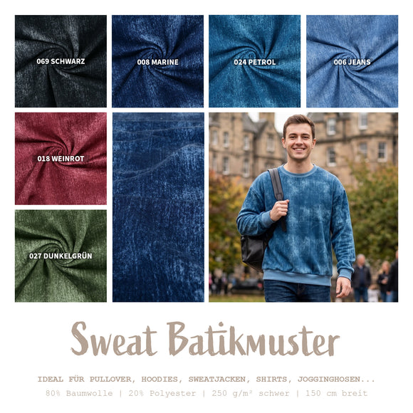 Wintersweat bedruckt Batik *Ab 50 cm