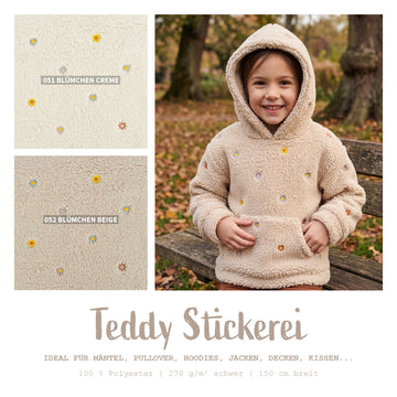 Teddy Stickerei Blümchen *Ab 50 cm