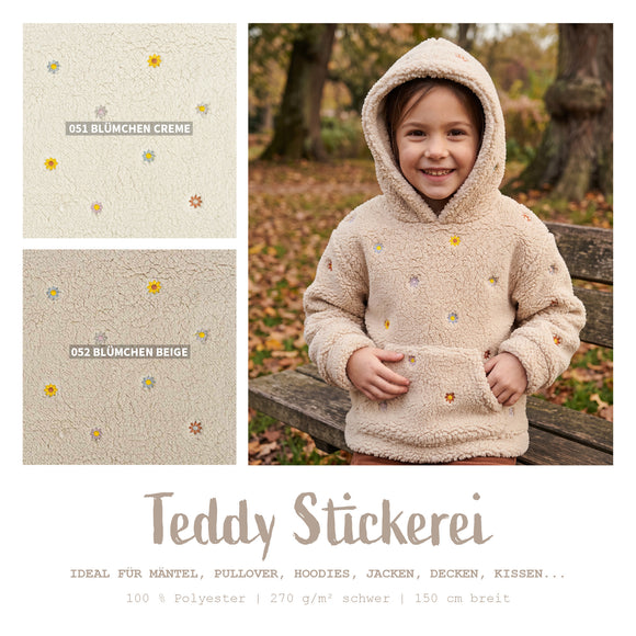 Teddy Stickerei Blümchen *Ab 50 cm