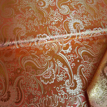 Buy 037-lachs-gold Brokatstoff Paisley mit gold *Ab 50cm