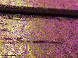 Buy 045-lila-gold Brokatstoff Paisley mit gold *Ab 50cm