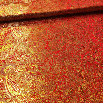 Buy 115-rot-gold Brokatstoff Paisley mit gold *Ab 50cm