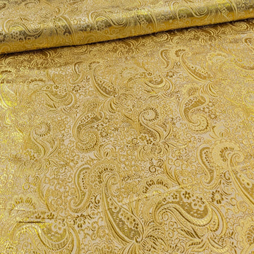 Buy 151-creme-gold Brokatstoff Paisley mit gold *Ab 50cm