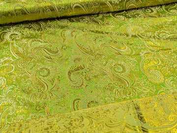 Buy 170-grun-gold Brokatstoff Paisley mit gold *Ab 50cm
