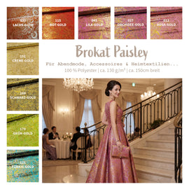 Brokatstoff Paisley mit gold *Ab 50cm