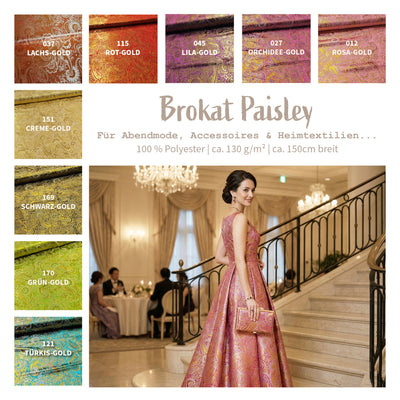 Brokatstoff Paisley mit gold *Ab 50cm